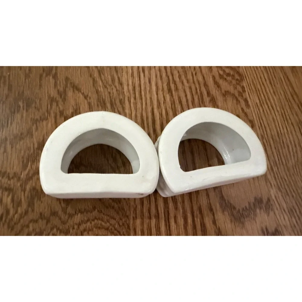 Totally Today Ceramic Napkin Rings White set of 2